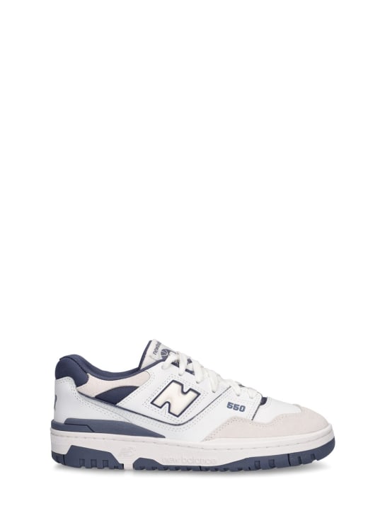 New Balance: 550 Leather & tech sneakers - White/Blue - kids-boys_0 | Luisa Via Roma