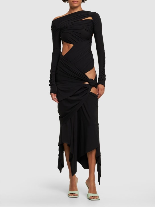 The Attico: ストレッチジャージードレス - ブラック - women_1 | Luisa Via Roma