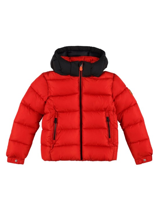 Save The Duck: Hood nylon puffer jacket - Kırmızı/Siyah - kids-boys_0 | Luisa Via Roma