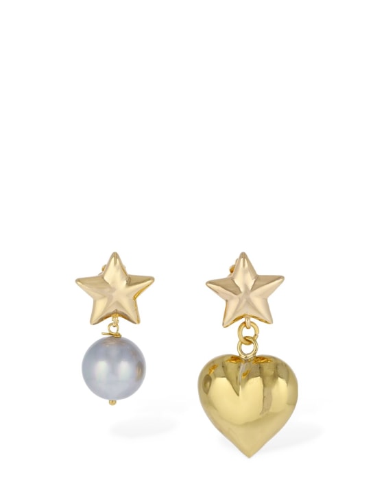 Timeless Pearly: Crystal mismatched earrings - Gold/Pearl - women_0 | Luisa Via Roma