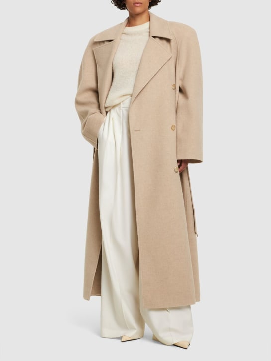 Magda Butrym: Belted cashmere long coat - Bej - women_1 | Luisa Via Roma