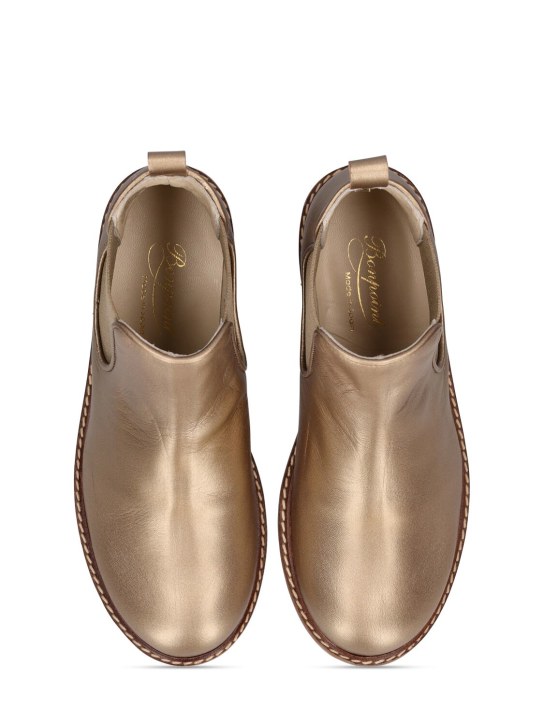 Bonpoint: Mathis leather boots - Gold - kids-girls_1 | Luisa Via Roma
