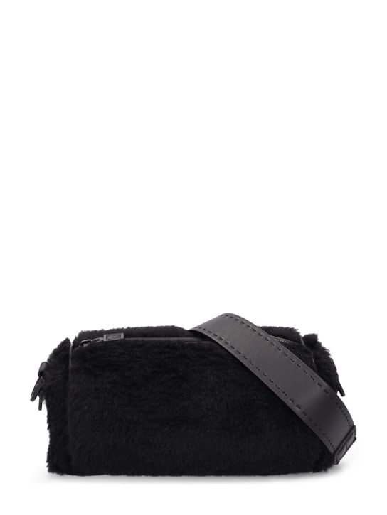 Max Mara: Small Roll Teddy shoulder bag - Siyah - women_0 | Luisa Via Roma