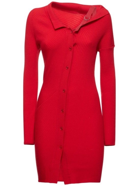 Jacquemus: La Robe Maille Colin wool blend dress - Red - women_0 | Luisa Via Roma