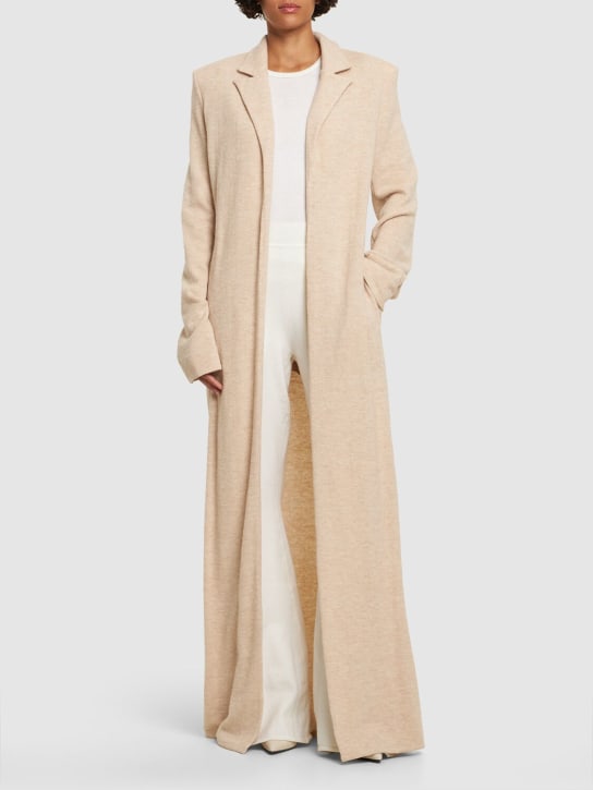 Magda Butrym: Alpaca blend knit long coat - Light Beige - women_1 | Luisa Via Roma
