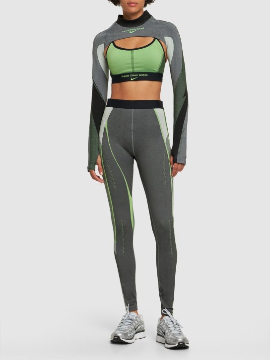 Nike: Feng Chen Wang sports bra - Black/Act Green - women_1 | Luisa Via Roma