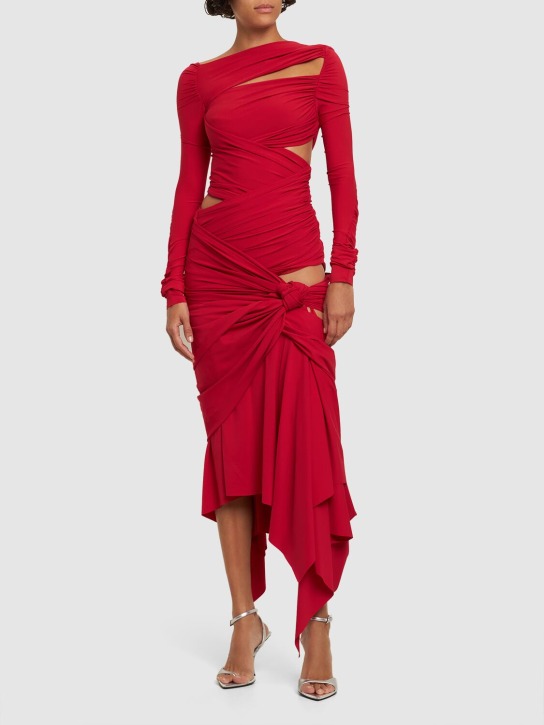 The Attico: Ruched stretch jersey long sleeve dress - women_1 | Luisa Via Roma