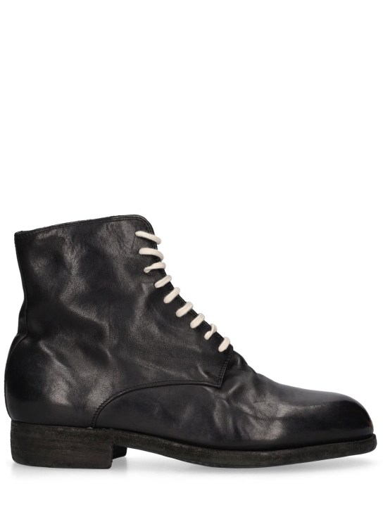 Guidi 1896: 115皮革系带靴 - 黑色 - men_0 | Luisa Via Roma
