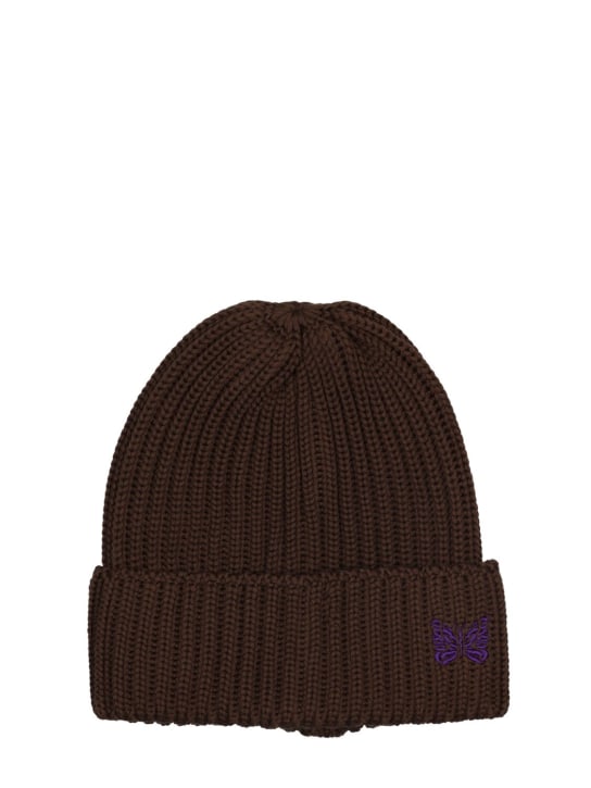 Needles: Logo wool knit hat - Brown - men_0 | Luisa Via Roma