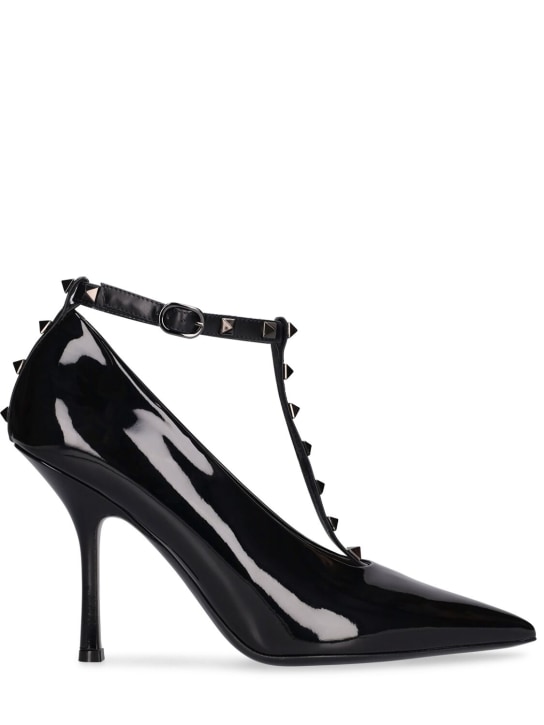 Valentino Garavani: 100毫米Rockstud漆皮高跟鞋 - 黑色 - women_0 | Luisa Via Roma