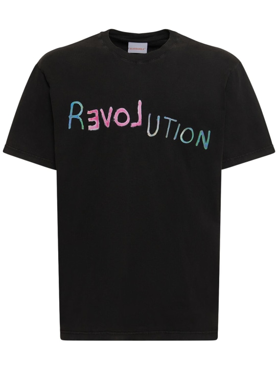 Bluemarble: “rEVOLution” 프린트 티셔츠 - 블랙 - men_0 | Luisa Via Roma