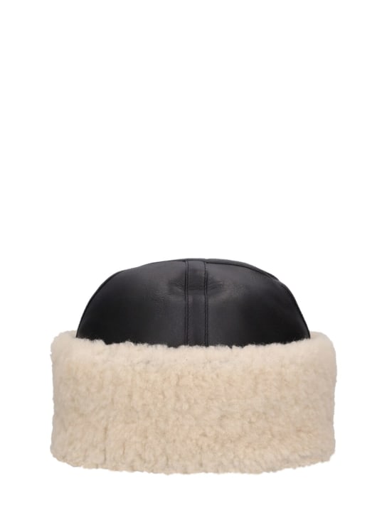 Toteme: Shearling winter hat - Siyah/Beyaz - women_0 | Luisa Via Roma