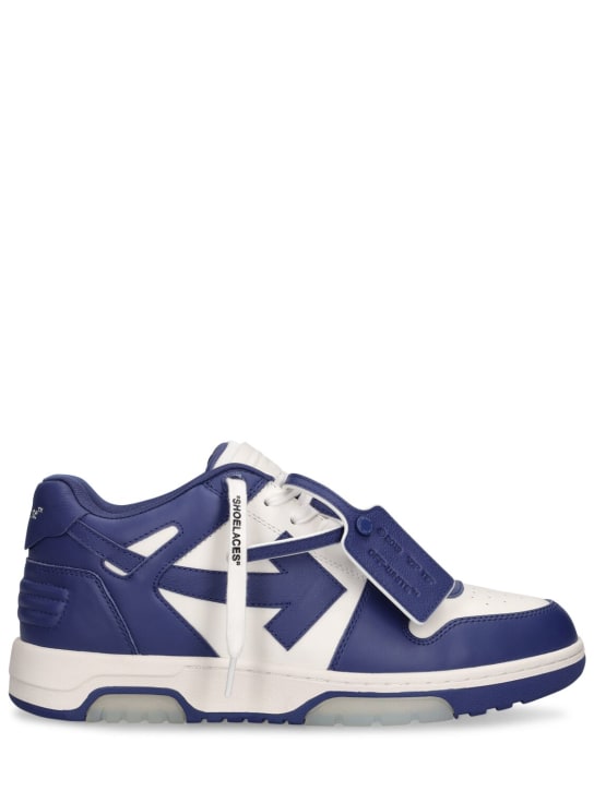 Off-White: Sneakers Out Of Office in pelle - Blu/Bianco - men_0 | Luisa Via Roma
