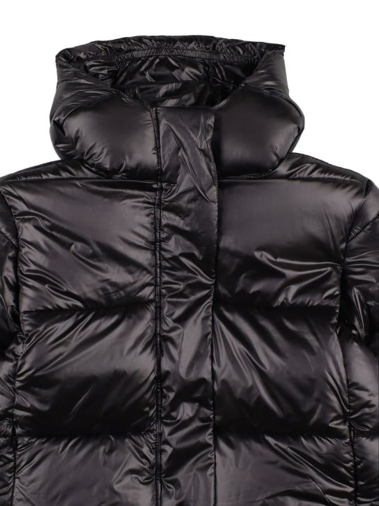 Save The Duck: Hooded nylon puffer jacket - Black - kids-girls_1 | Luisa Via Roma