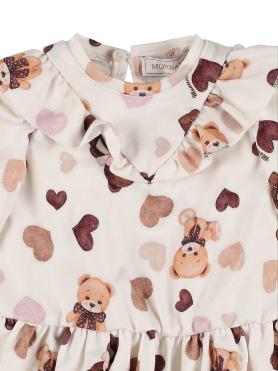 Monnalisa: Bear print Punto Milano dress - Beyaz - kids-girls_1 | Luisa Via Roma