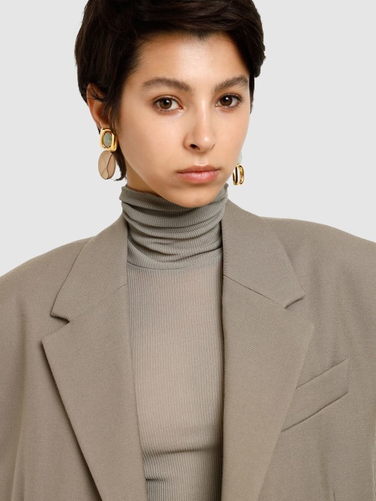 Destree: Sonia square clip-on earrings - Renkli/Altın - women_1 | Luisa Via Roma