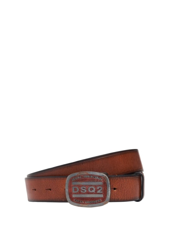 Dsquared2: Dsq2 leather buckle belt - Konyak - men_0 | Luisa Via Roma