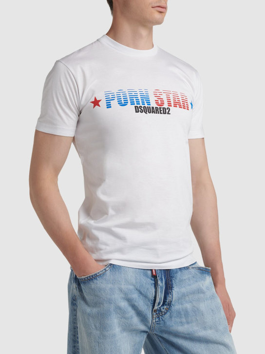 Dsquared2: Rocco Siffredi print cotton t-shirt - men_2 | Luisa Via Roma