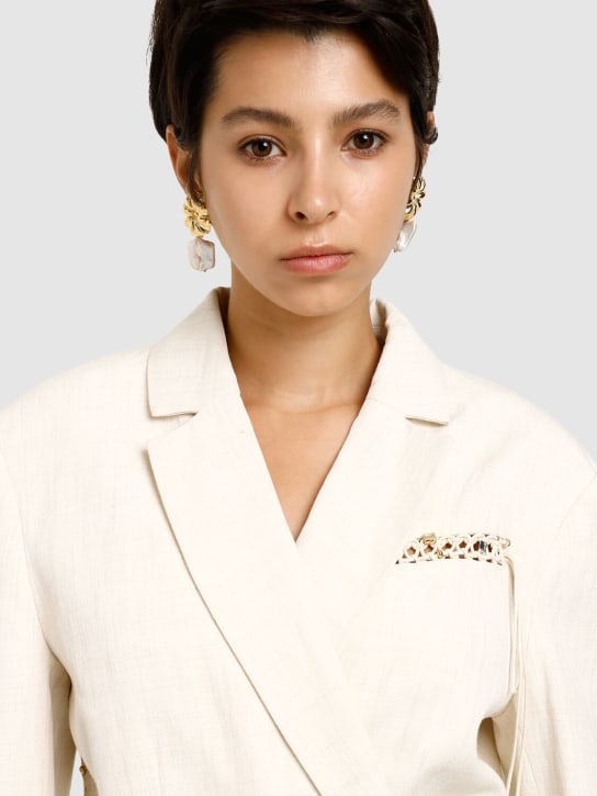 Destree: Sonia Daisy pearl earrings - Pearl/Gold - women_1 | Luisa Via Roma