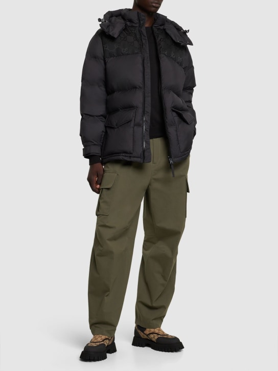 Gucci: Ripstop nylon down jacket w/ GG details - Black - men_1 | Luisa Via Roma