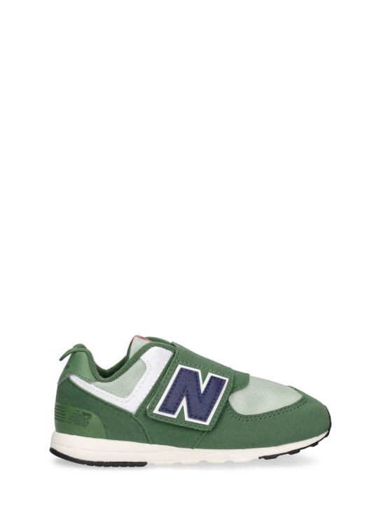 New Balance: 574 Faux leather sneakers - Green - kids-girls_0 | Luisa Via Roma