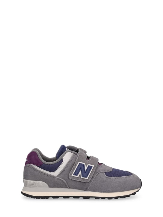 New Balance: 574皮革运动鞋 - 灰色 - kids-boys_0 | Luisa Via Roma