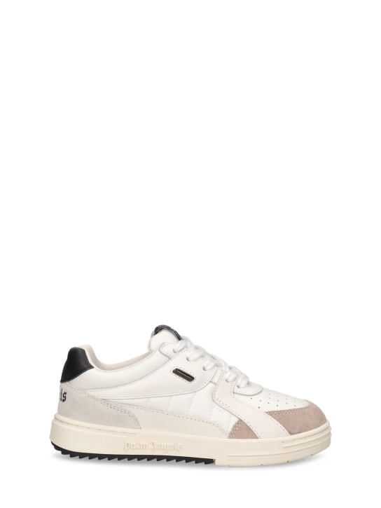 Palm Angels: University leather lace-up sneakers - White - kids-girls_0 | Luisa Via Roma