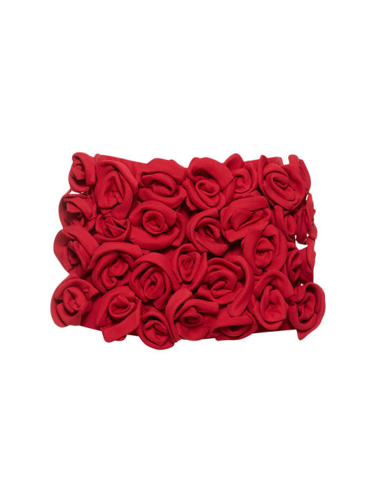 Valentino: Jupe courte en soie avec roses appliquées - women_0 | Luisa Via Roma
