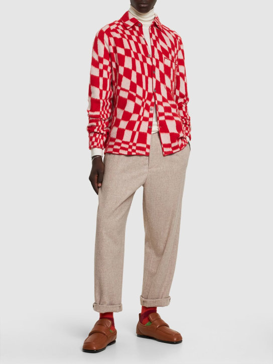 Zegna X The Elder Statesman: Brushed cashmere & silk shirt - Red/White - men_1 | Luisa Via Roma