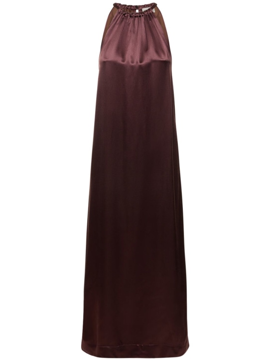 Loulou Studio: Morene silk blend halter neck long dress - Bordeaux - women_0 | Luisa Via Roma