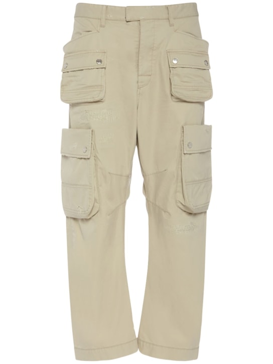 Dsquared2: Pantalon cargo en sergé de coton avec poches - Tidal Foam - men_0 | Luisa Via Roma
