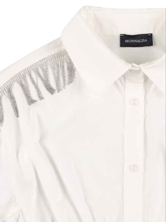 Monnalisa: Cotton poplin shirt - White - kids-girls_1 | Luisa Via Roma