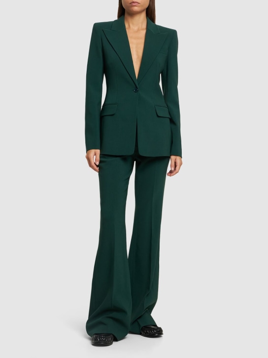 Michael Kors Collection: Georgina single breast wool crepe jacket - Dark Green - women_1 | Luisa Via Roma