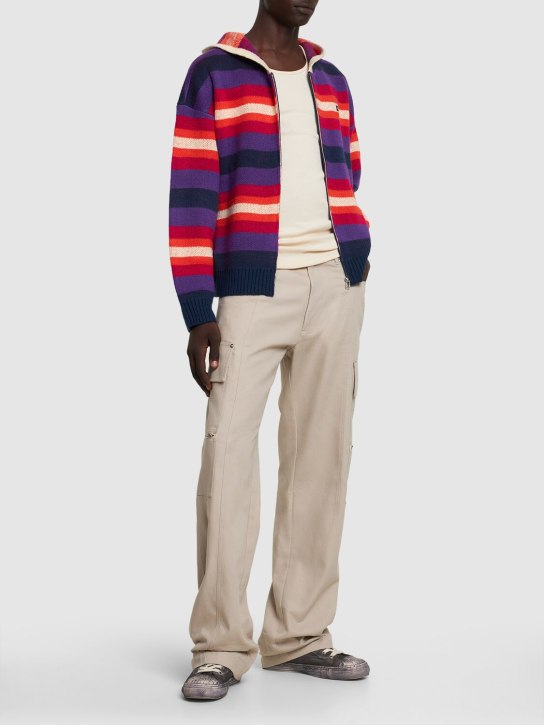 Bluemarble: Striped knit zipped hoodie - Multicolor - men_1 | Luisa Via Roma
