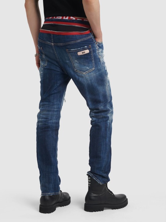 Dsquared2: 642 fit zipped cotton denim jeans - Mavi - men_1 | Luisa Via Roma