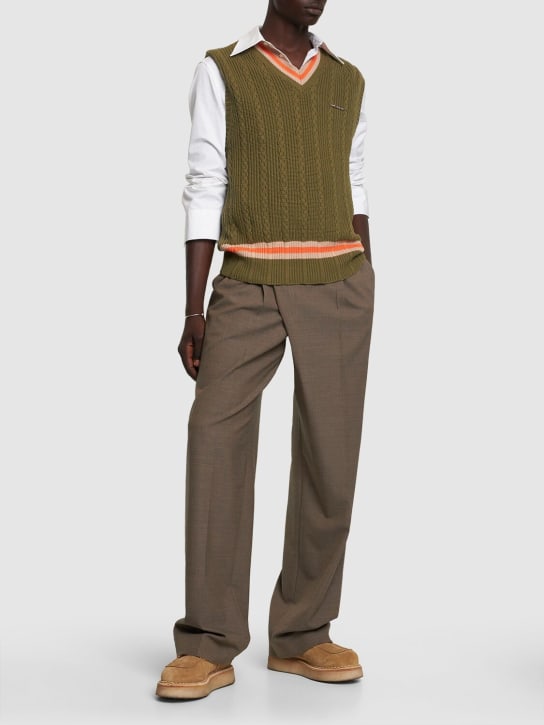 Bluemarble: College knitted sleeveless sweater - Green/Orange - men_1 | Luisa Via Roma