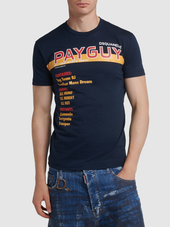 Dsquared2: T-Shirt aus Baumwolle mit Druck - Dunkelblau - men_1 | Luisa Via Roma