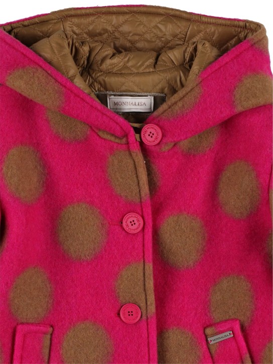 Monnalisa: Wool blend coat - Fuchsia/Beige - kids-girls_1 | Luisa Via Roma