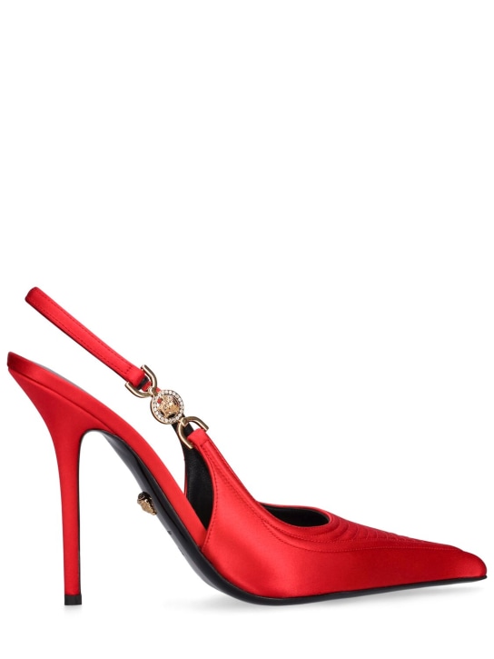 Versace: 110毫米绸缎露跟高跟鞋 - 红色 - women_0 | Luisa Via Roma