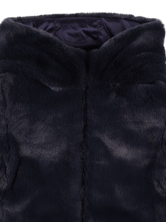 Save The Duck: Reversible faux fur & recycled coat - Navy - kids-girls_1 | Luisa Via Roma