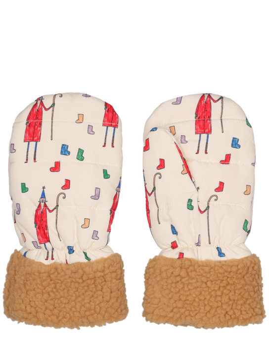 Jellymallow: Printed nylon mittens w/faux fur - Multicolor - kids-boys_0 | Luisa Via Roma