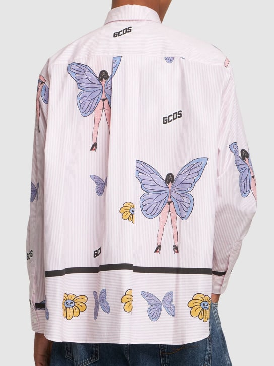 GCDS: Camicia in popeline di cotone con logo - men_2 | Luisa Via Roma