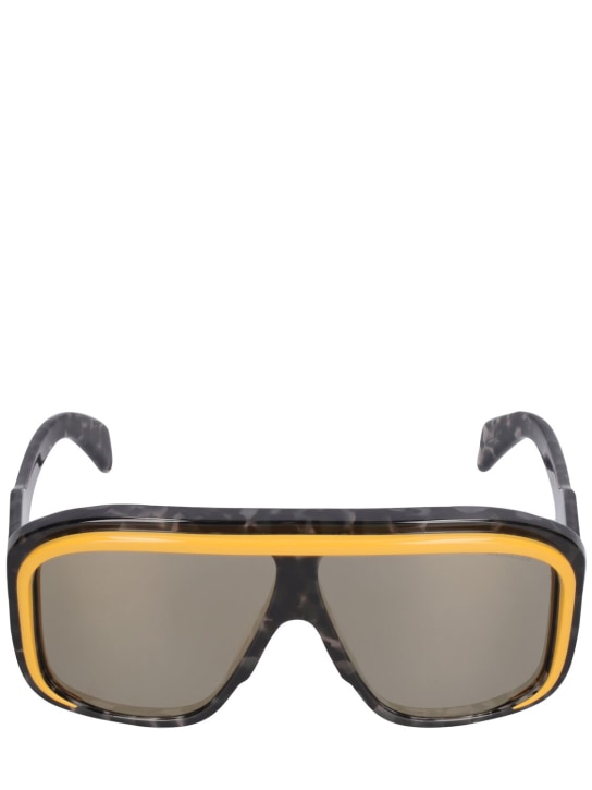 Moncler: Vintage-inspired shield sunglasses - Black/Brown - men_0 | Luisa Via Roma