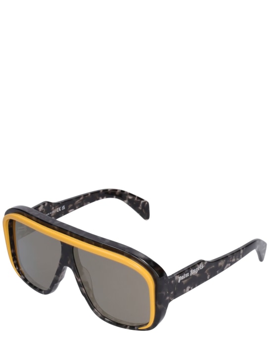 Moncler: Vintage-inspired shield sunglasses - Black/Brown - men_1 | Luisa Via Roma