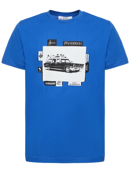 A.P.C.: Camiseta de algodón - Azul - men_0 | Luisa Via Roma