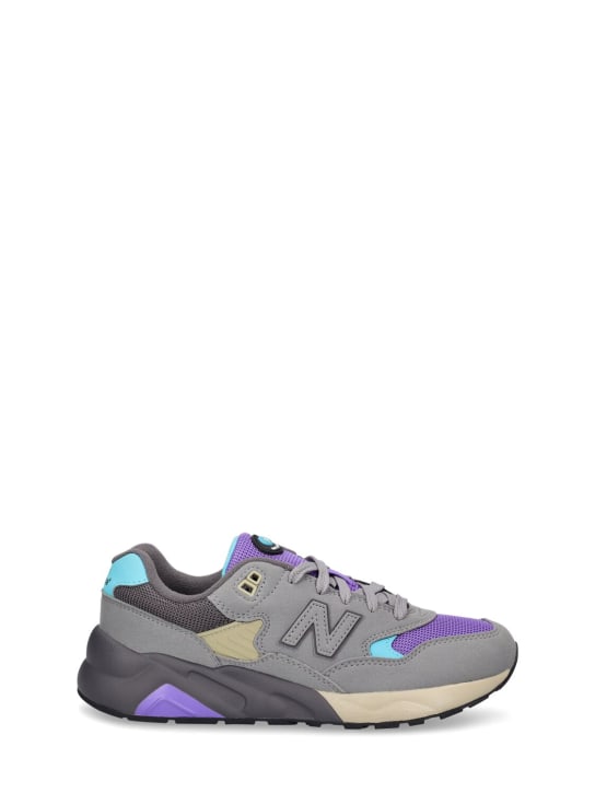 New Balance: 580 Vintage Trail faux leather sneakers - Grey - kids-girls_0 | Luisa Via Roma