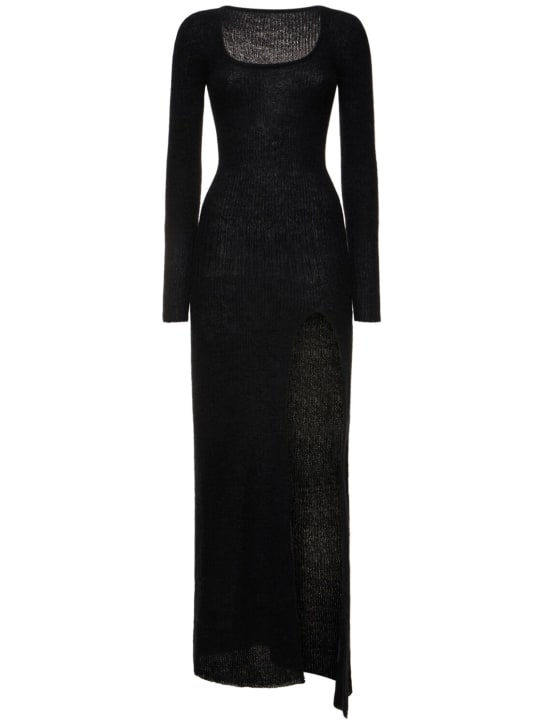 Jacquemus: La Robe Dao mohair blend long dress - Black - women_0 | Luisa Via Roma