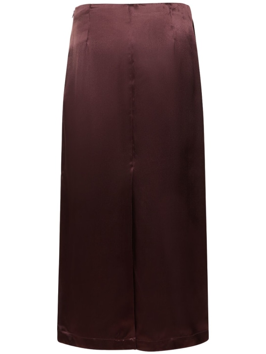 Loulou Studio: Lys silk blend midi skirt - Bordeaux - women_3 | Luisa Via Roma