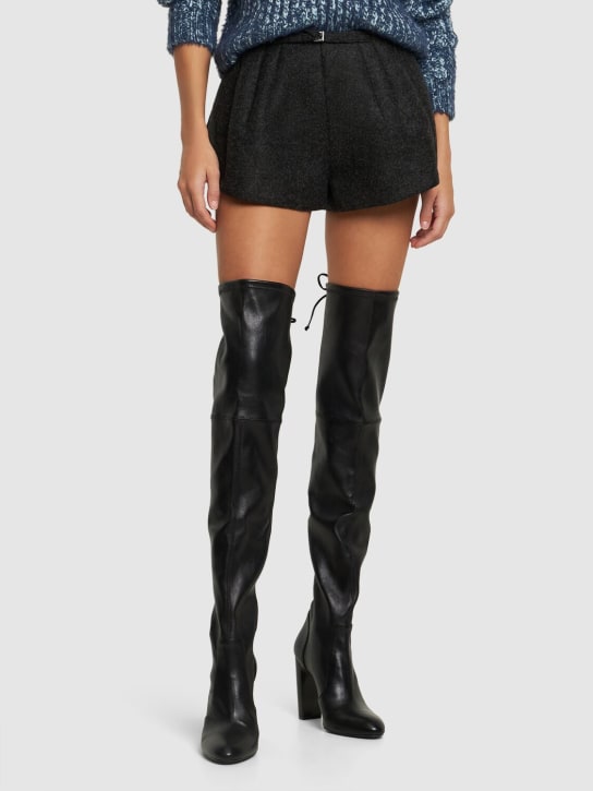 Stuart Weitzman: 100mm Vidaland leather knee high boots - Black - women_1 | Luisa Via Roma
