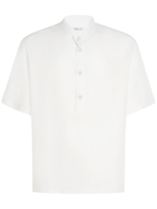 Loro Piana: Camisa de lino con manga corta - Blanco - men_0 | Luisa Via Roma